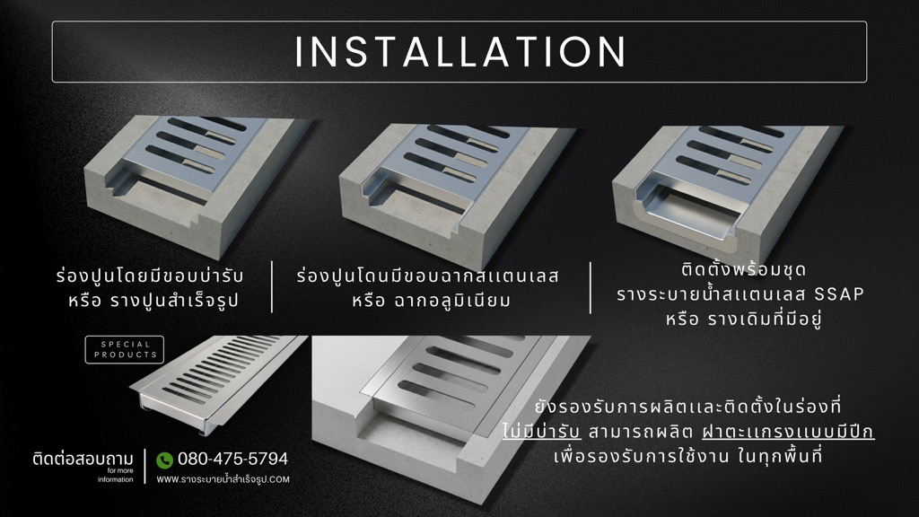 ฝาตะแกรงไม่มีบ่ารับ และ มีบ่ารับ