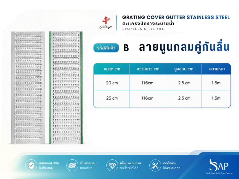 GRATING-ลายนูนกลมคู่กันลื่น